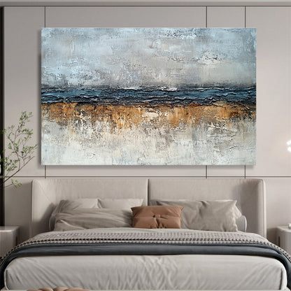 Modern Art Abstract Paintings with Gray, Blue and Brown Colors, Textured Abstract Theme WB304
