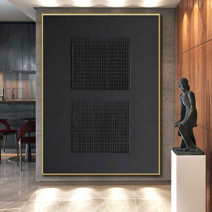 Unique Abstract Art Black Textured Abstract, Large Contemporary Wall Art HS330