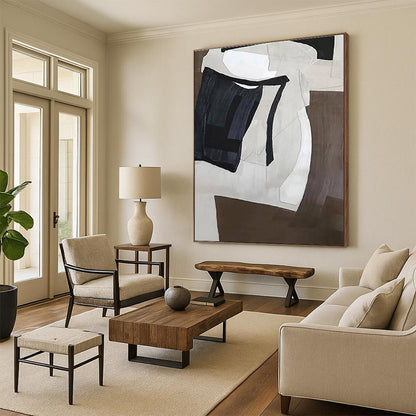 Minimalist Canvas Art with Gray, Black and White Colors, Abstract Rain Theme HS493