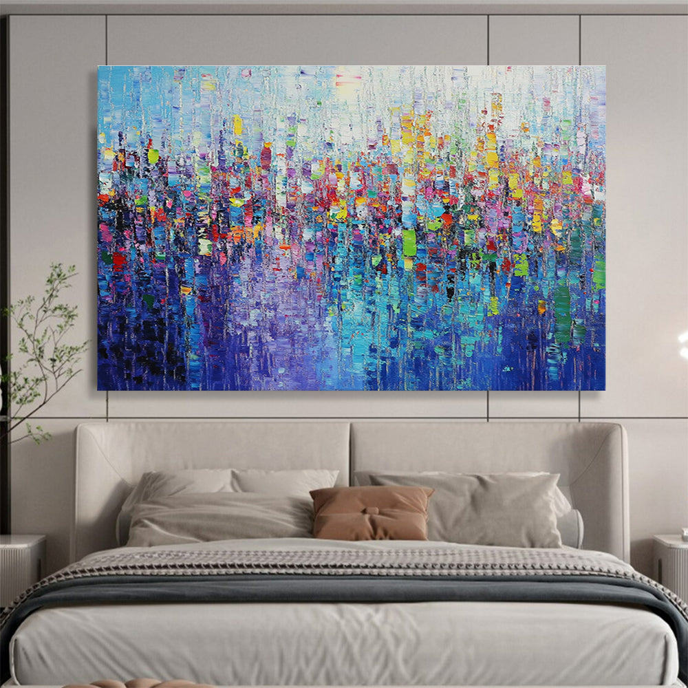 Extra Large Size Multicolor Textured Cityscape Abstract Painting WB248
