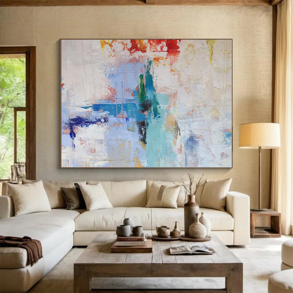 Handmade Art Multicolor Gestural Abstract, Minimalist Canvas Art HS360