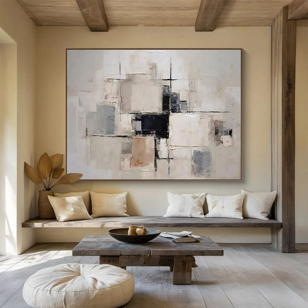 Modern Art Abstract Paintings: Neutral Tones Geometric Abstract Painting WB360