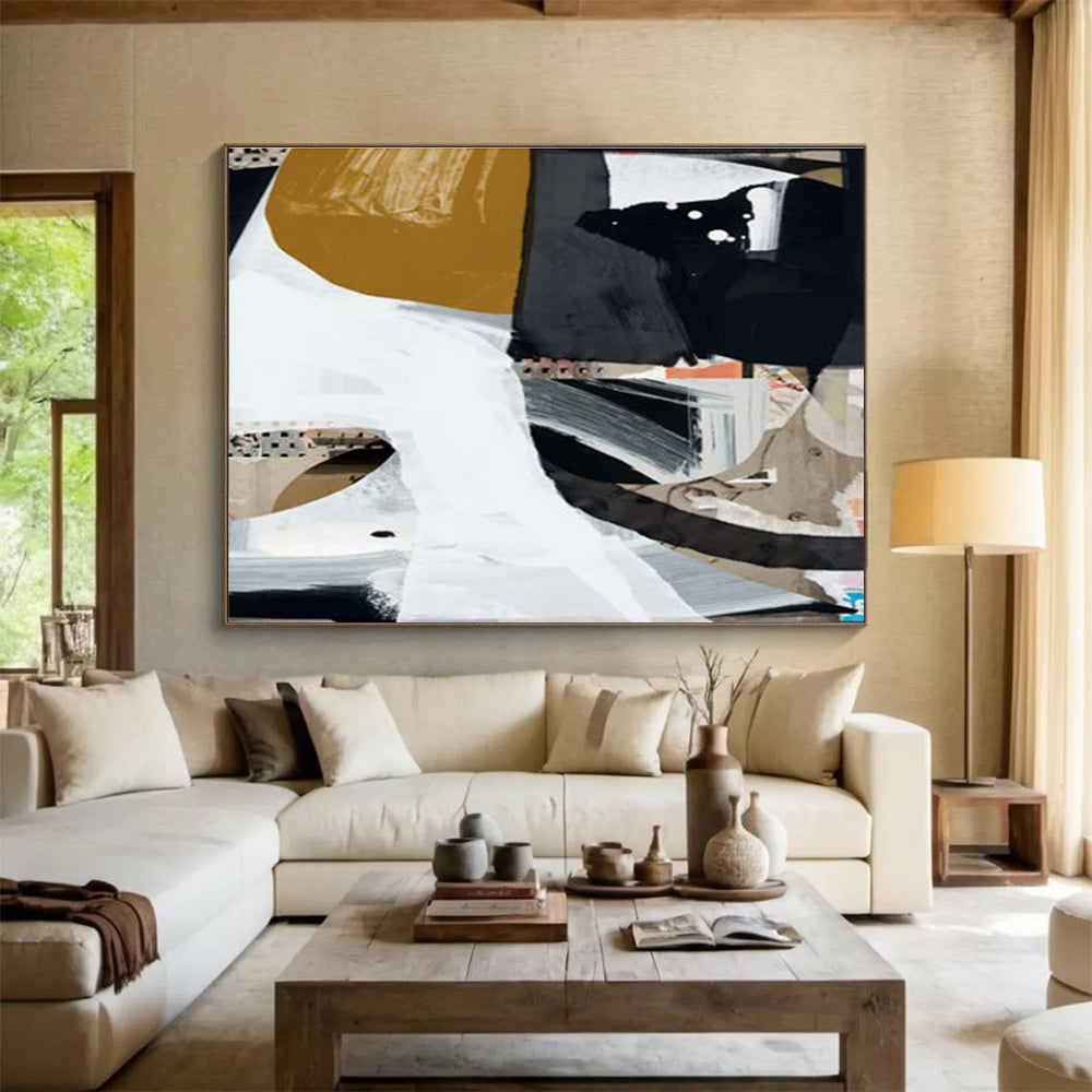 Oversized Canvas Art Multicolor Abstract Collage Painting WB216