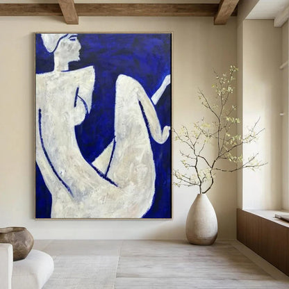 Blue and White Abstract Figurative Painting For Sale WS516