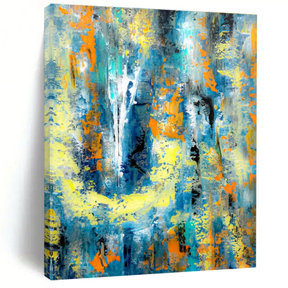Cool Abstract Paintings Blue, Yellow, and Orange Dynamic Abstract Art HS729
