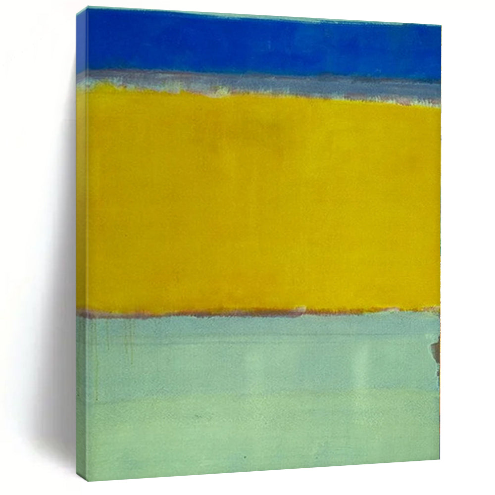 Modern Art Acrylic Blue and Yellow Abstract Color Field Painting For Sale HS105