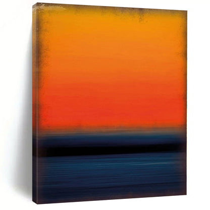 Abstract Square Art Orange and Blue Abstract Sunset Painting For Sale HS100