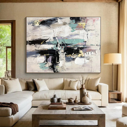 Handmade Art Multicolor Textured Abstract Urban Scene Art HS406