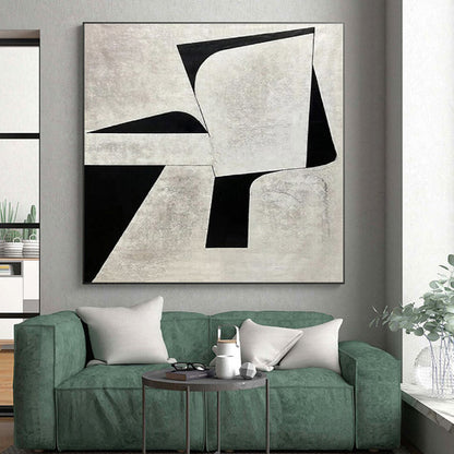 Minimalist Canvas Art Black and White Geometric Abstract Art, Modern Art Acrylic HS552