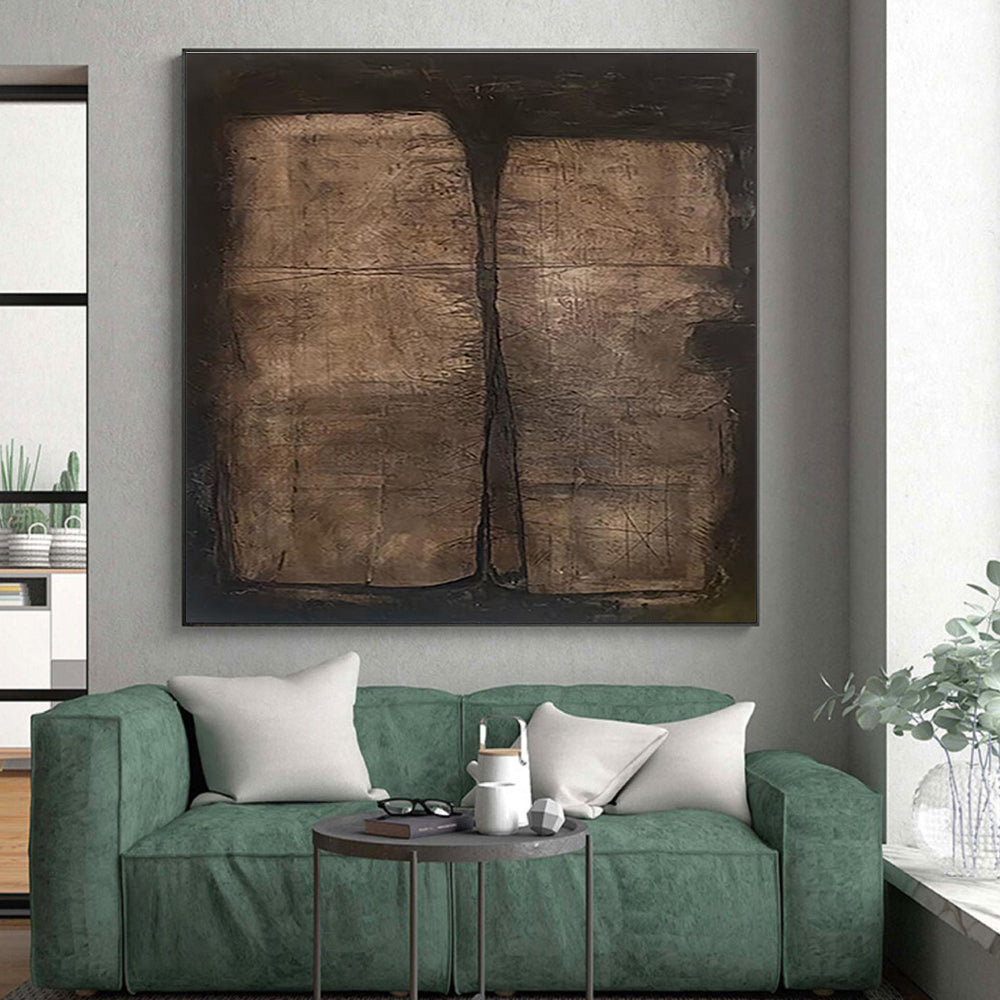 Hand-Painted Art with Brown, Beige and Black Colors, Textured Abstract Theme HS486