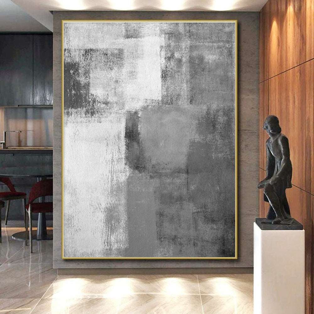 Gaint Canvas Art Gray Textured Abstract, Oversized Abstract Wall Art HS429