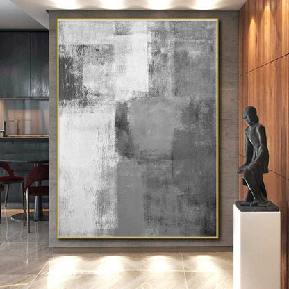 Gaint Canvas Art Gray Textured Abstract, Oversized Abstract Wall Art HS429