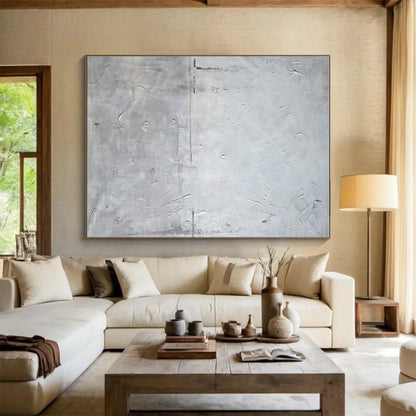 Big Size Gray and White Abstract Textured Painting WB149
