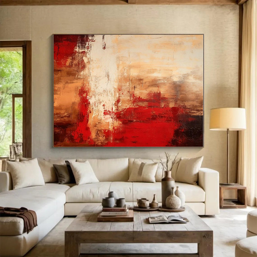 Acrylic Modern Art Paintings Warm Reds and Neutrals Abstract Expressionism HS583