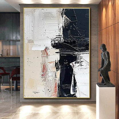 Cool Abstract Paintings Black, White, and Beige Dynamic Abstract Painting On Canvas HS820