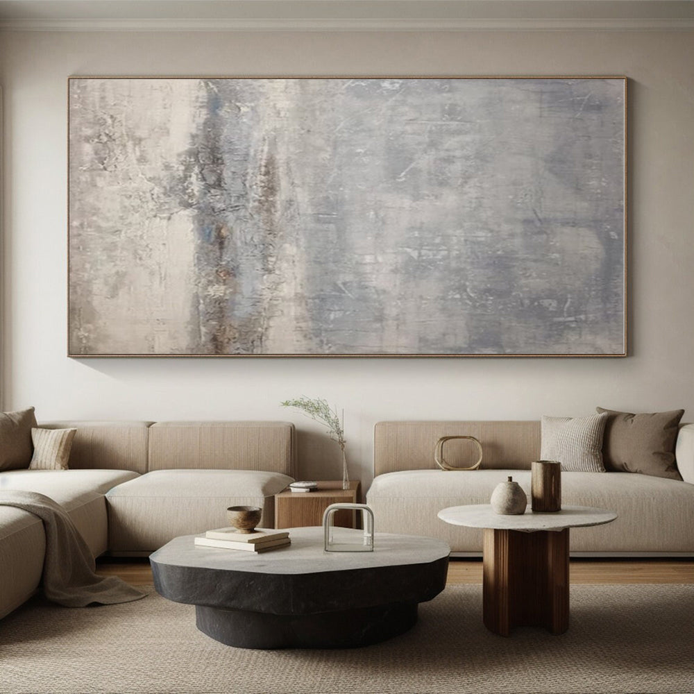 Unique Abstract Art Gray Textured Abstract, Large Contemporary Wall Art HS312