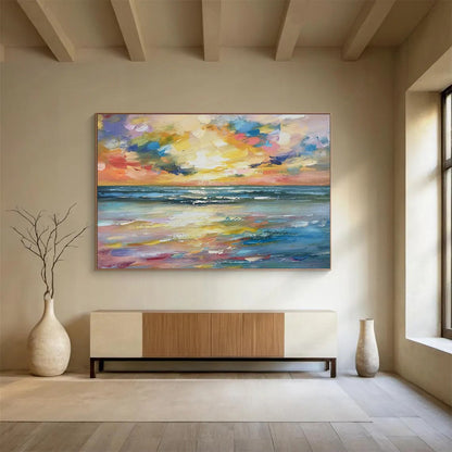 Multicolor Abstract Sunset Seascape Art For Sale WB405
