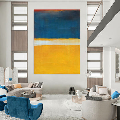 Blue, Yellow, and White Abstract Color Block Painting For Sale WS497
