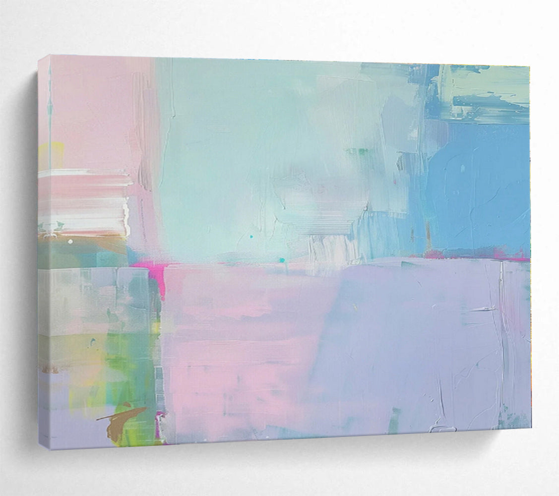 Big Size Pastel Blue, Pink and Purple Abstract Minimalist Painting WB108