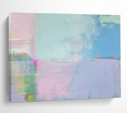 Big Size Pastel Blue, Pink and Purple Abstract Minimalist Painting WB108