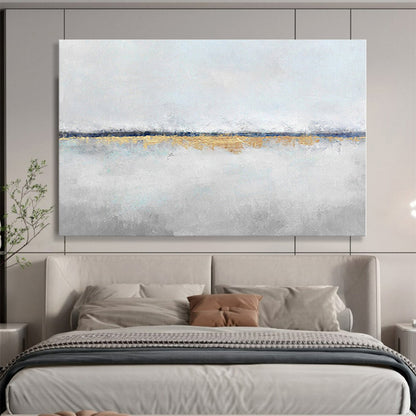 Huge Size Gray, White and Gold Abstract Minimalist Painting WB064
