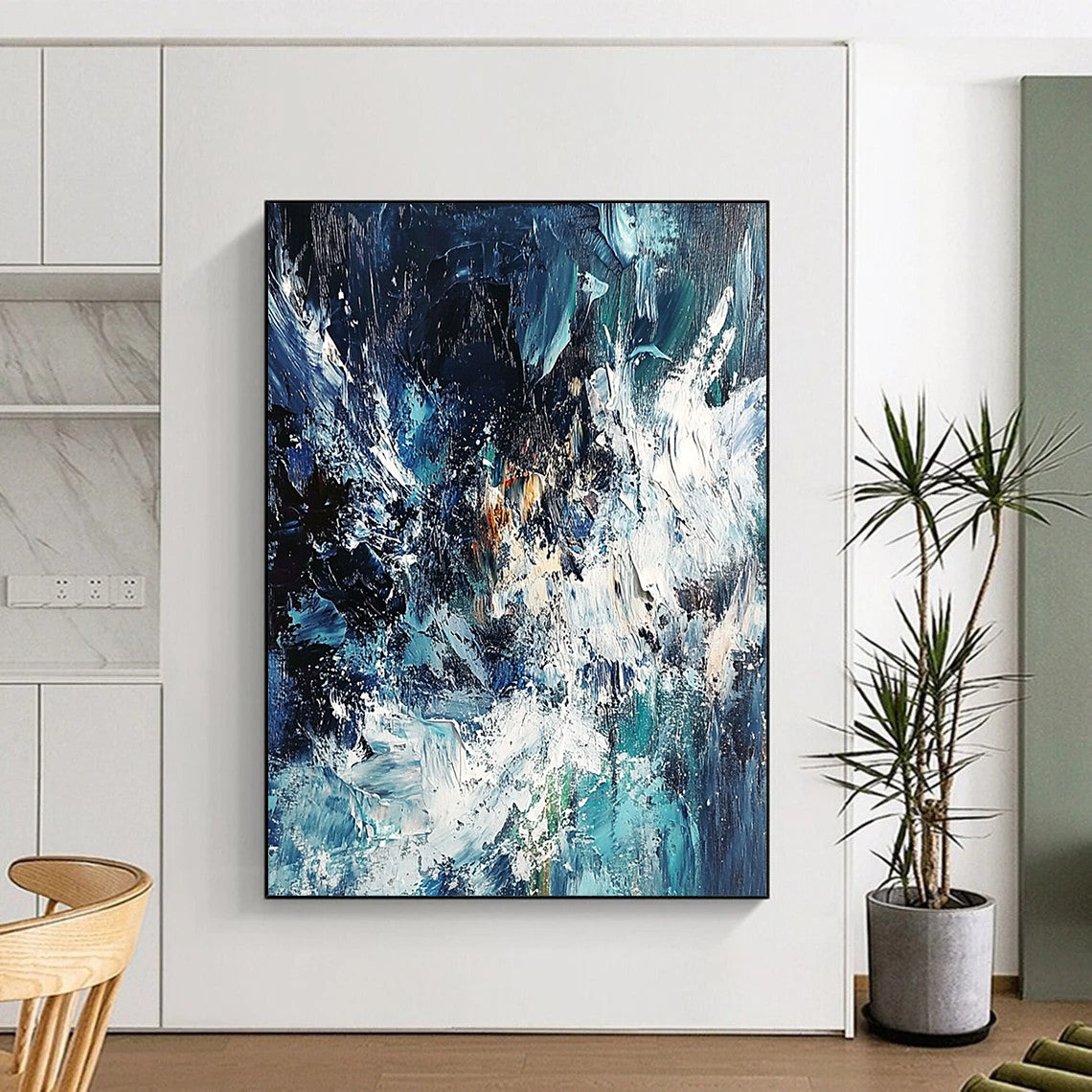 Acrylic Modern Art Paintings Blue Abstract Seaside Painting For Sale HS125