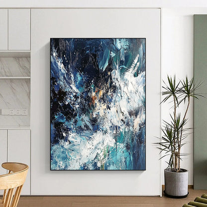 Acrylic Modern Art Paintings Blue Abstract Seaside Painting For Sale HS125