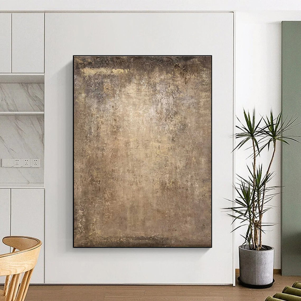 Hand-Painted Neutral Tones Textured Abstract Art, Acrylic Modern Art Paintings HS541