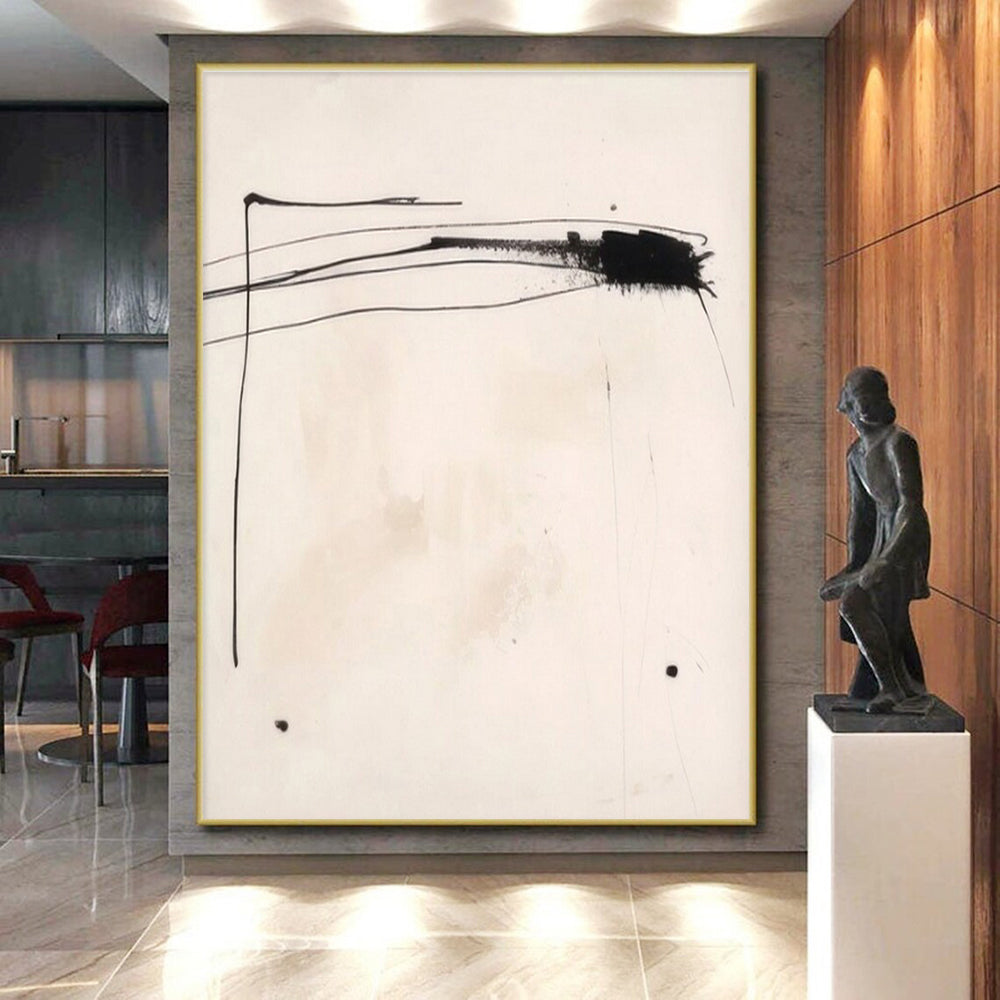 Minimalist Canvas Art Black and White Linear Abstract Art HS663