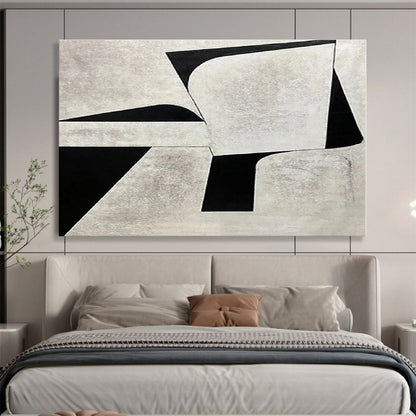 Huge Size Black and Gray Abstract Geometric Painting WB117