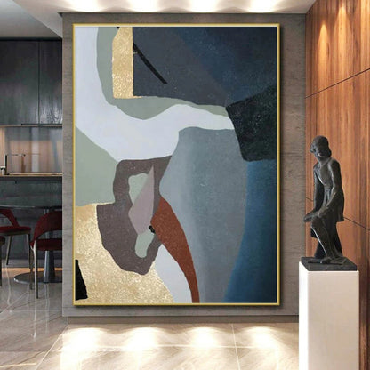 Unique Abstract Art Multicolor Geometric Abstract, Large Contemporary Wall Art HS424