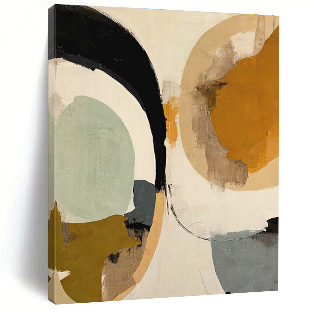 Cool Abstract Paintings Circular Shapes in Warm and Neutral Tones HS579