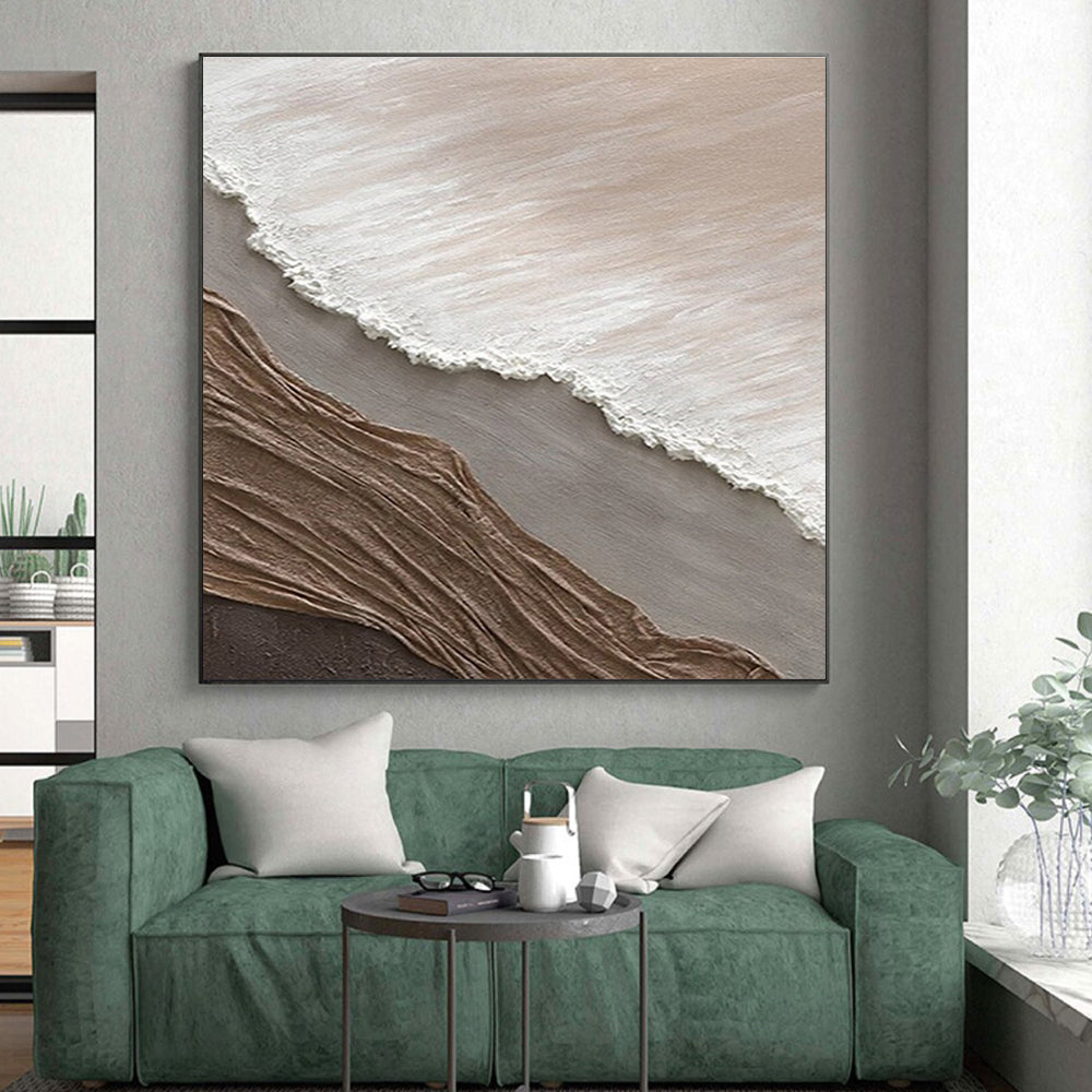 Hand Painted Art Neutral Tones with Textured Layers Abstract Art HS571