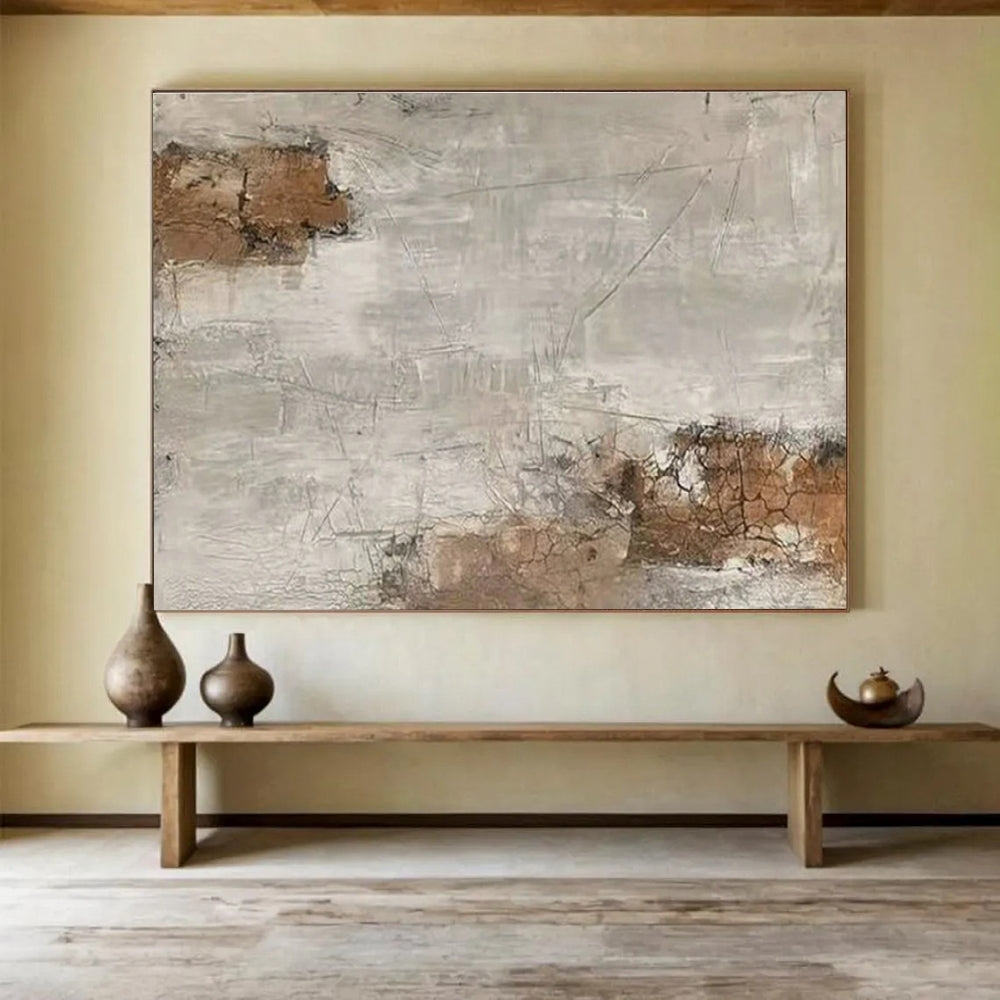Beige, Brown, Gray Abstract Landscape-Inspired Art For Sale WB375