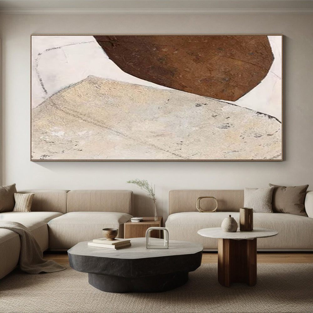 Handmade Art Brown & Beige Textured Abstract, Minimalist Canvas Art HS338