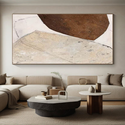 Handmade Art Brown & Beige Textured Abstract, Minimalist Canvas Art HS338