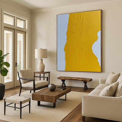 Hand-Painted Yellow & Gray Textured Abstract, Acrylic Modern Art Painting HS261