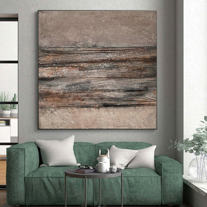 Gaint Canvas Art Brown & Gray Textured Abstract, Oversized Abstract Wall Art HS313