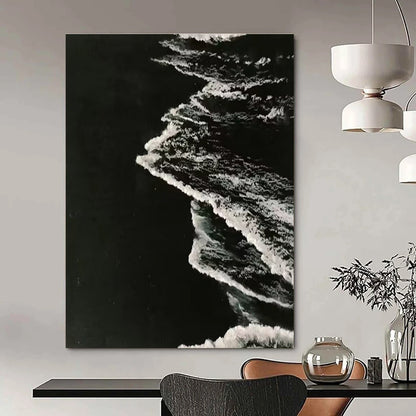 Black, White Abstract Seascape Art For Bathroom and Coastal-Themed Living Room WS454