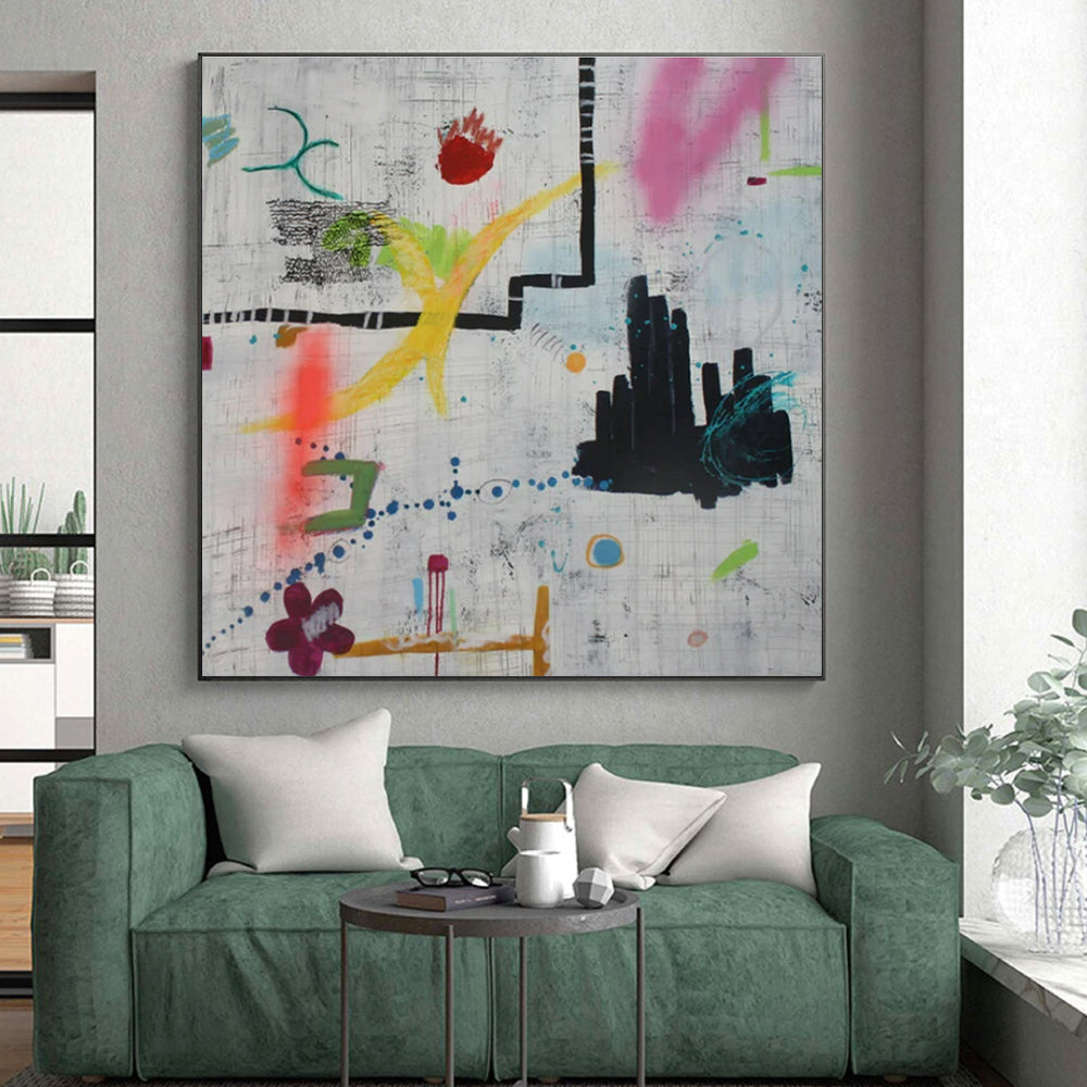 Handmade Art Multicolor Dynamic Abstract Painting On Canvas HS776