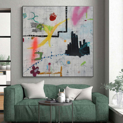 Handmade Art Multicolor Dynamic Abstract Painting On Canvas HS776
