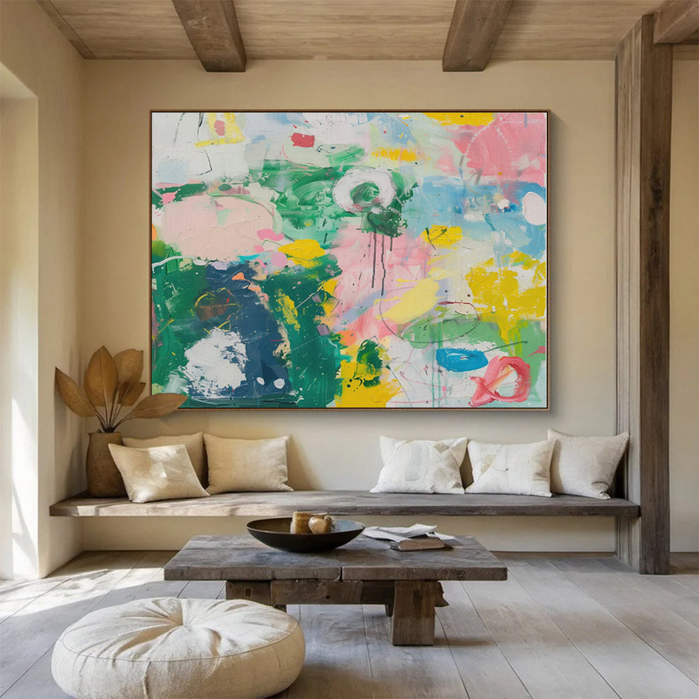 Oversized Canvas Art Multicolor Abstract Expressionist Painting WB109