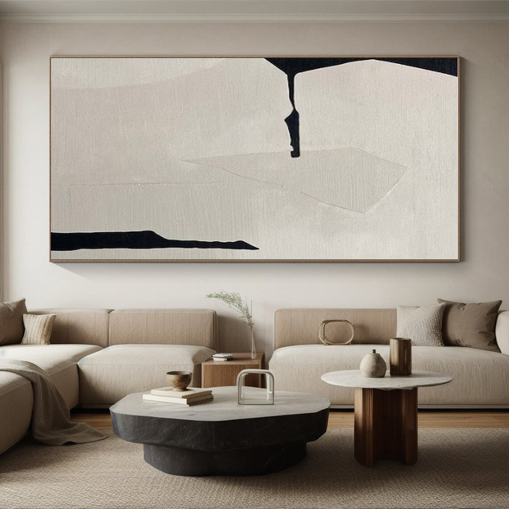 Minimalist Canvas Art Black and White Geometric Abstract Painting On Canvas HS794