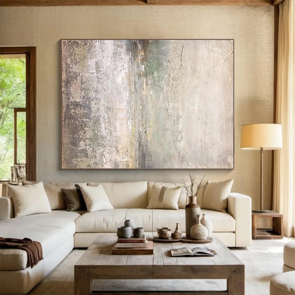 Hand Painted Art Beige & Gray Textured Abstract, Acrylic Modern Art Paintings HS315