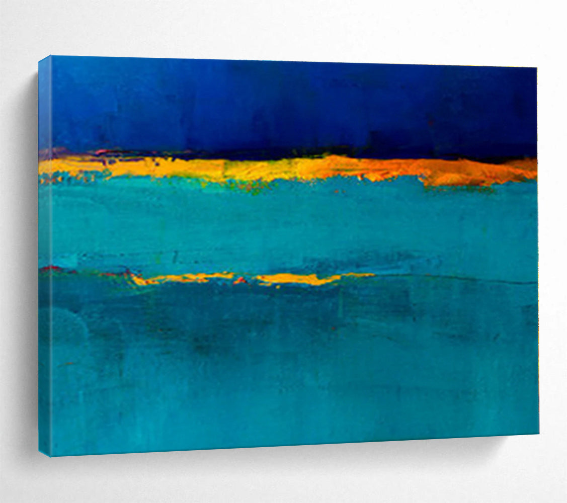 Oversized Canvas Art Teal, Blue and Orange Abstract Minimalist Painting WB096
