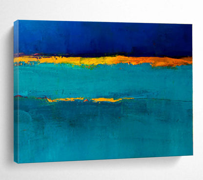 Oversized Canvas Art Teal, Blue and Orange Abstract Minimalist Painting WB096