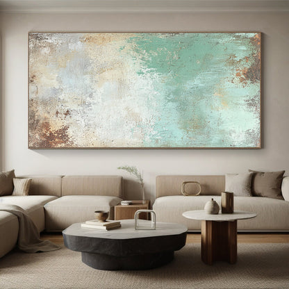 Unique Abstract Paintings Green and Brown Abstract Textured Painting For Sale HS130