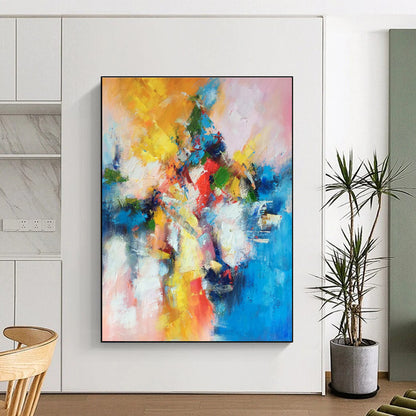 Gaint Canvas Art Multicolor Gestural Abstract, Oversized Abstract Wall Art HS361