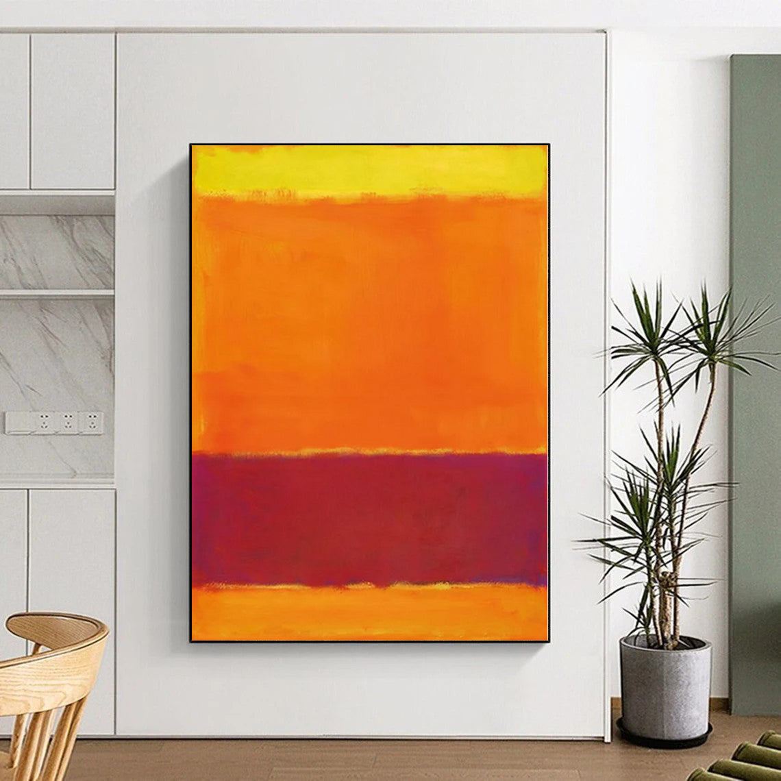 Acrylic Modern Art Paintings Orange and Red Abstract Color Field Painting For Sale HS102