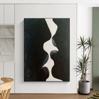 Minimalist Canvas Art Black and White Organic Abstract Art HS720